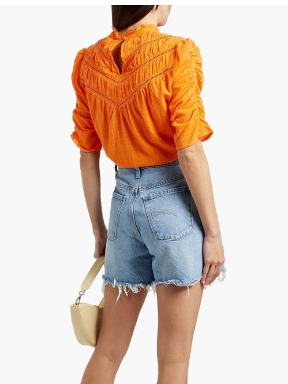 Veronica Beard Frasier Blouse Womens Size 4 Victorian Romantic Orange Cotton - Picture 5 of 11